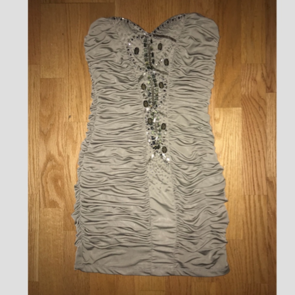 Olive green embellished dress